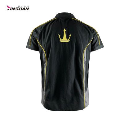 Men's F1 Car Racing Suit Custom Logo Racing Shirt in Breathable Black Knitted Fabric