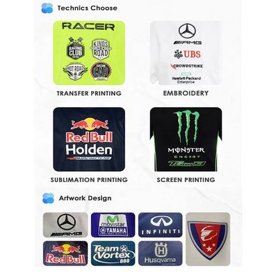 Customized Printing Methods Breathable Cotton Sublimation Racing Teamwear for Adults
