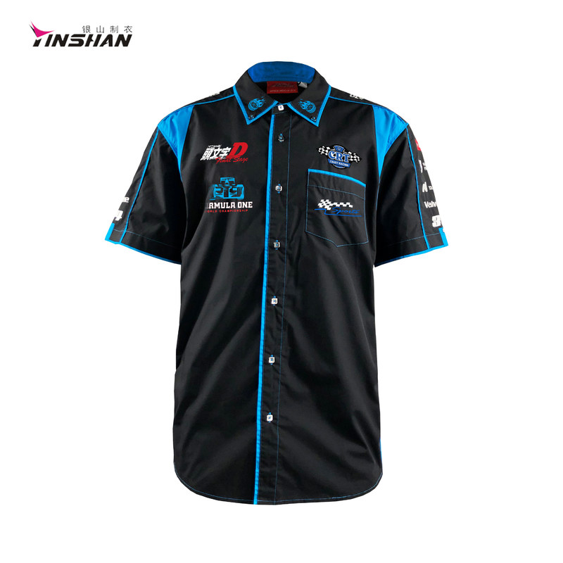 Customized Logo Sports Embroidered Shirt for Racing and Motorcycling Sportswear Design
